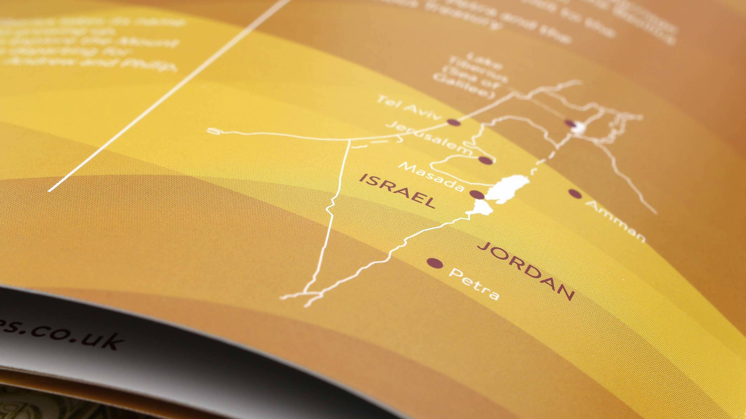 religious tours brochure design israel jordan map close up tours for churches