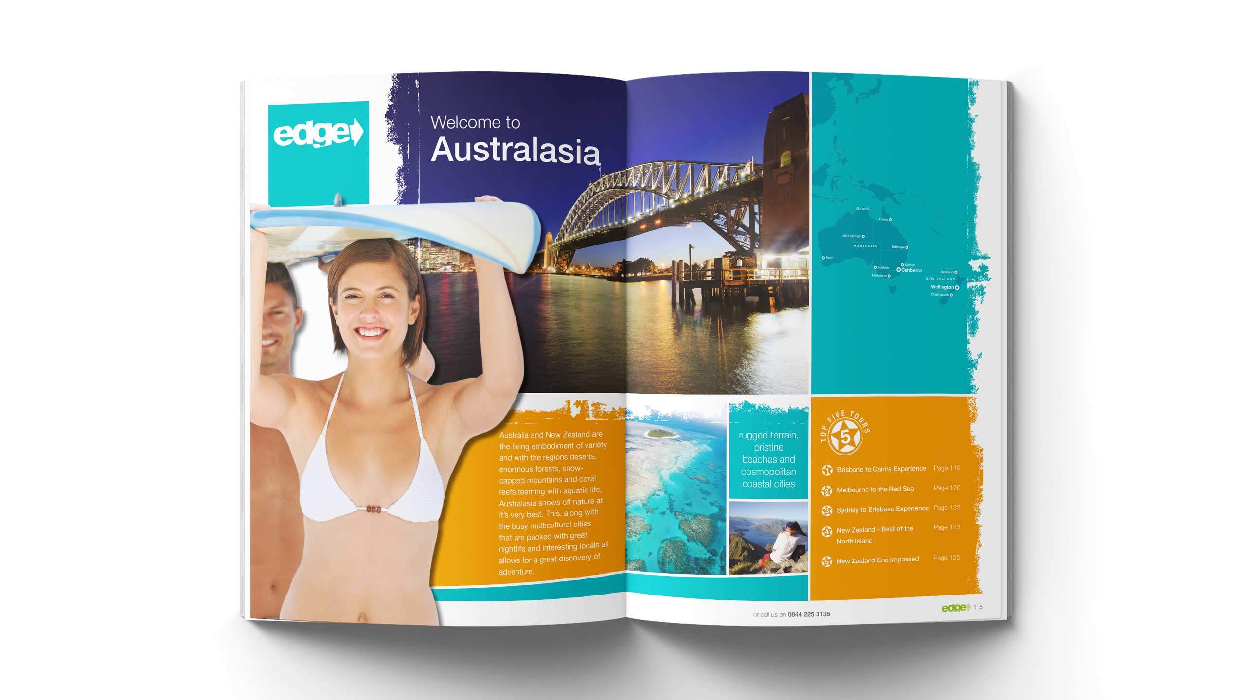 18 30 travel brochure design australia intro pages edge adventure
