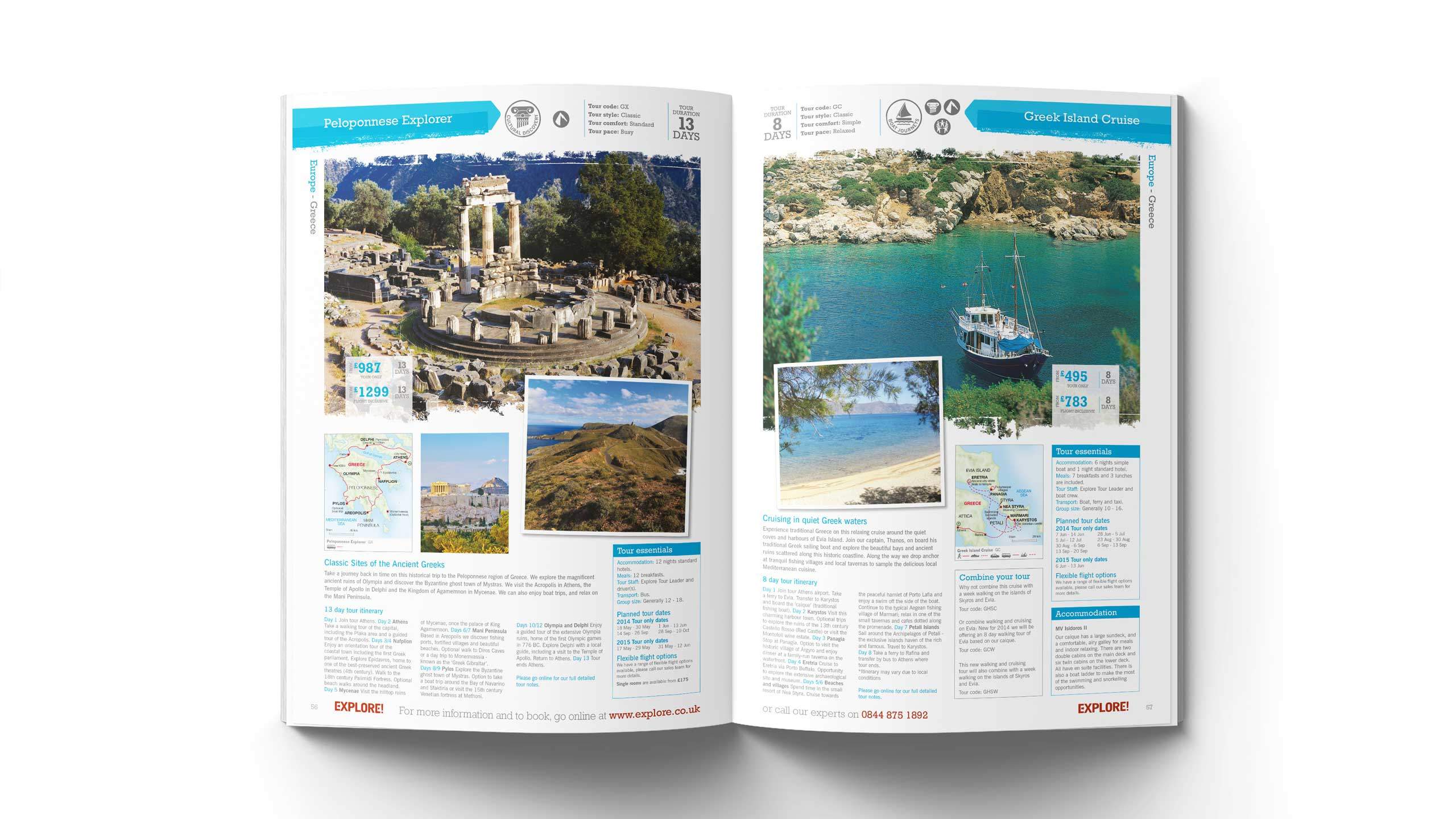 adventure travel brochure design peloponnese greek island pages explore worldwide