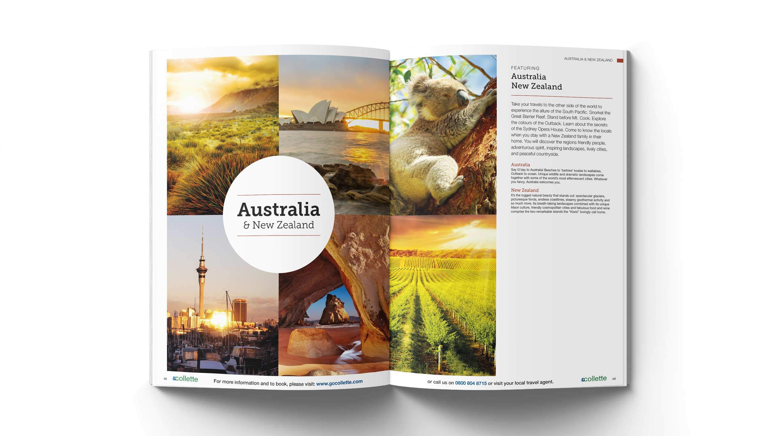 escorted travel brochure design australia new zealand pages collette thomas cook