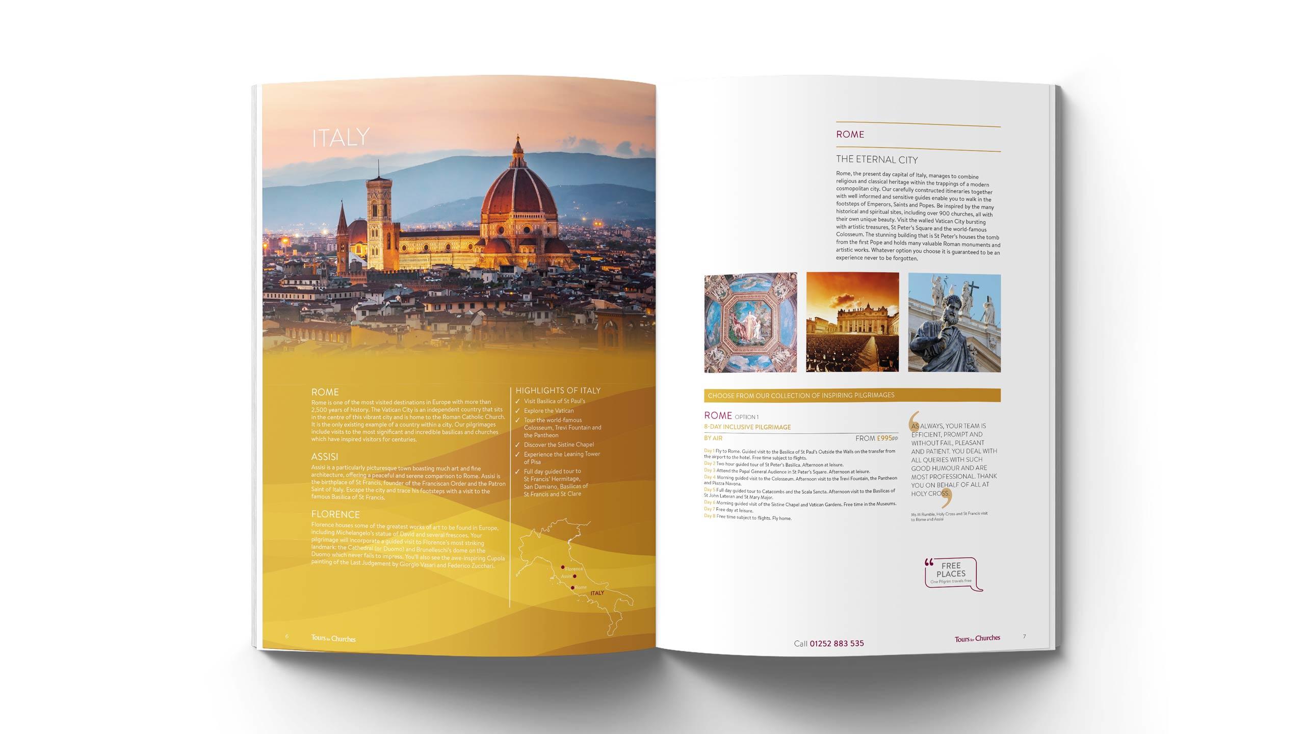 religious tours brochure design the eternal city pages tours for churches