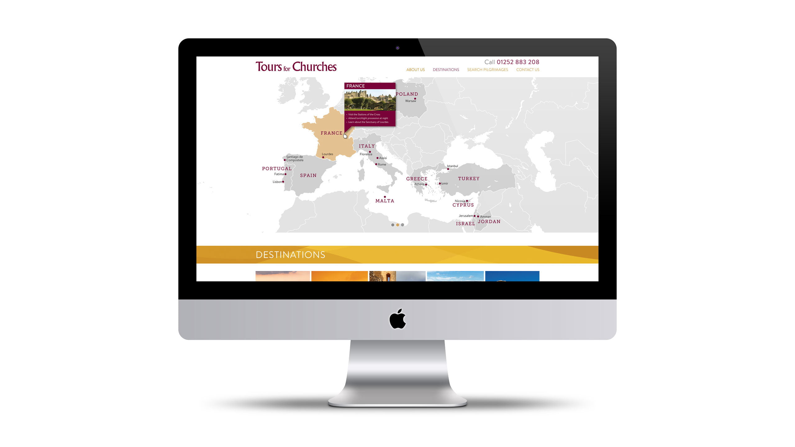 religious tours website design map page imac tours for churches