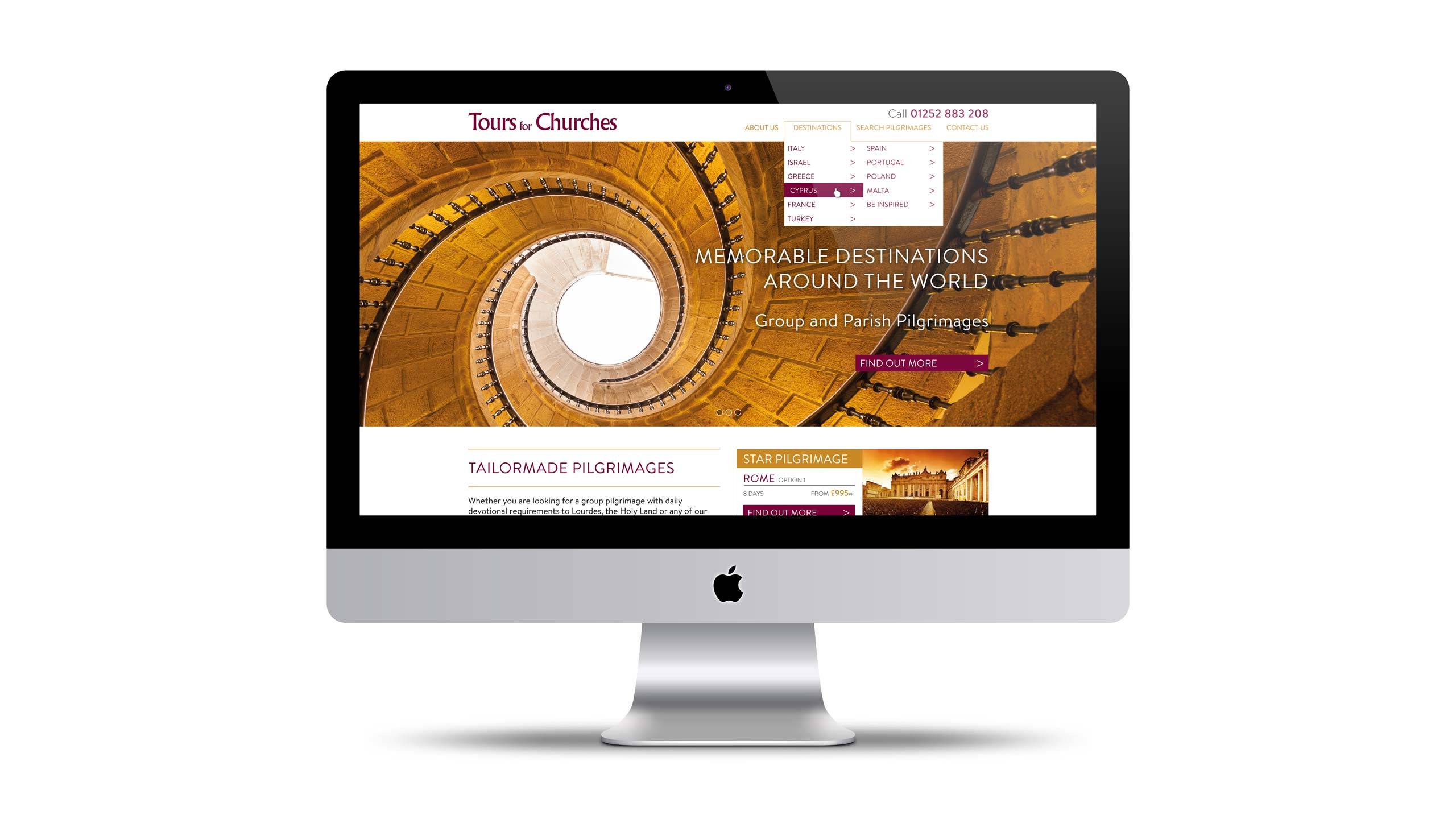 religious tours website design home page imac tours for churches