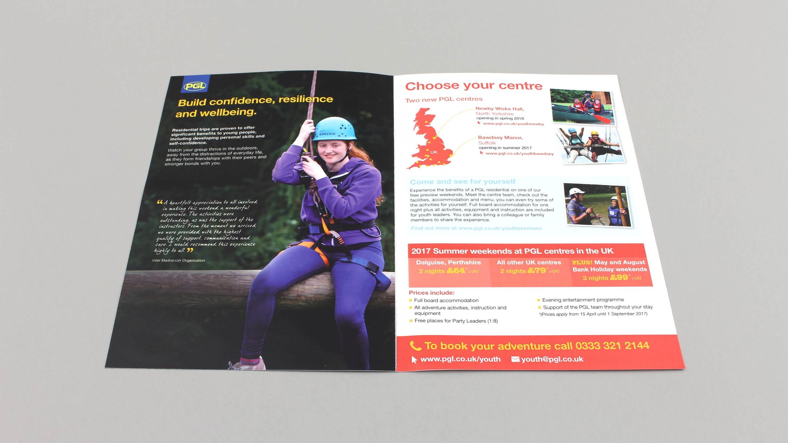 school adventure brochure design confidence centre pages pgl travel