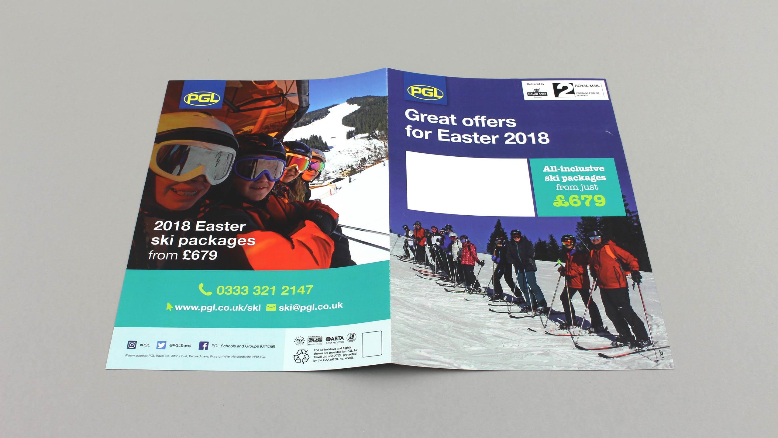 school adventure brochure design easter ski front back cover pgl travel