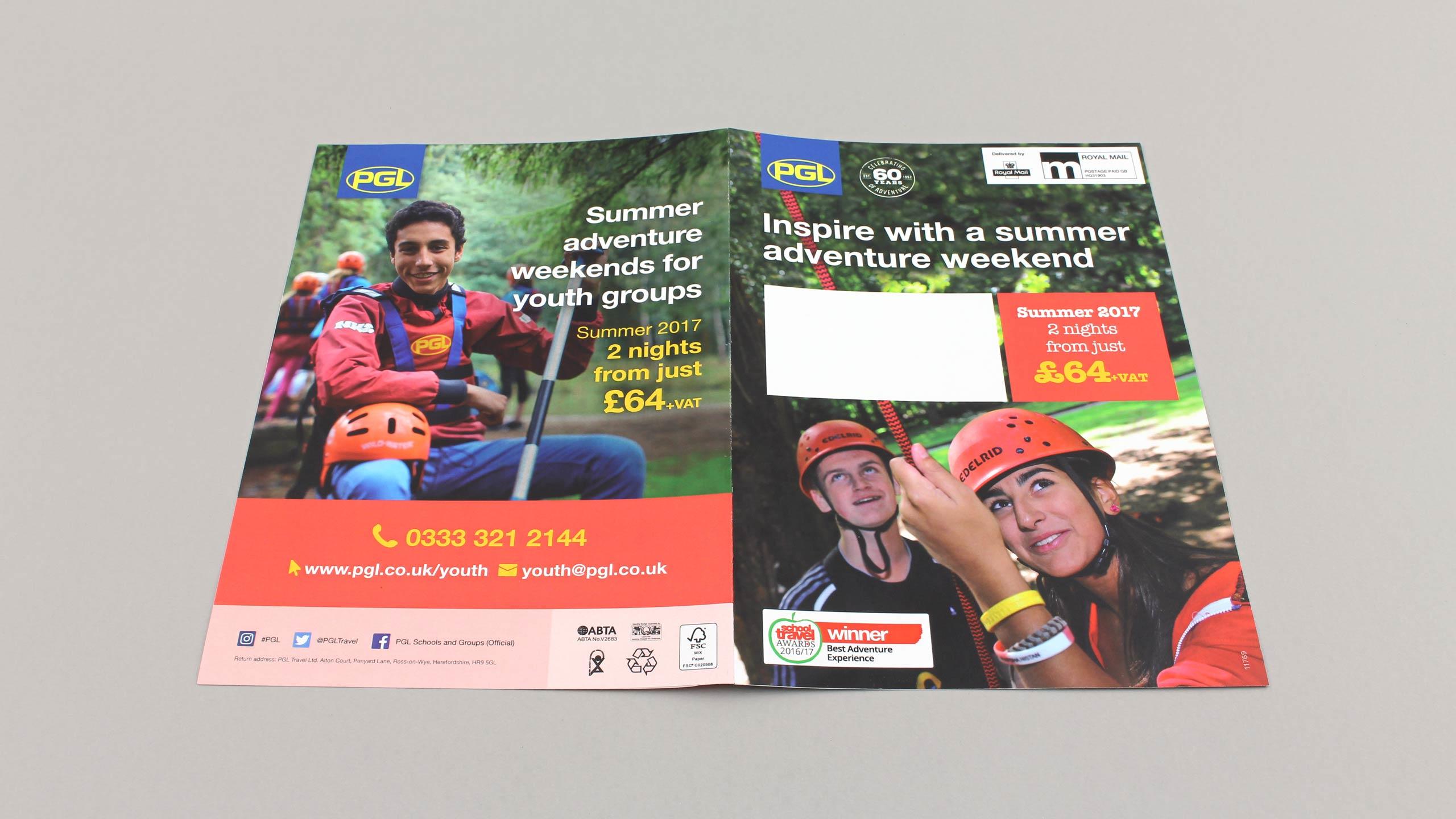 school adventure brochure design youth groups front back cover pgl travel