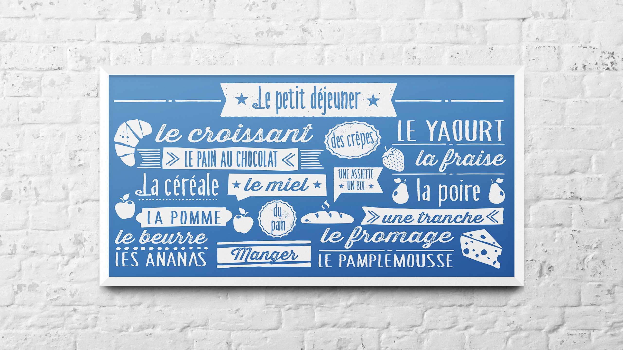 school adventure graphic design breakfast blue french wall art pgl travel