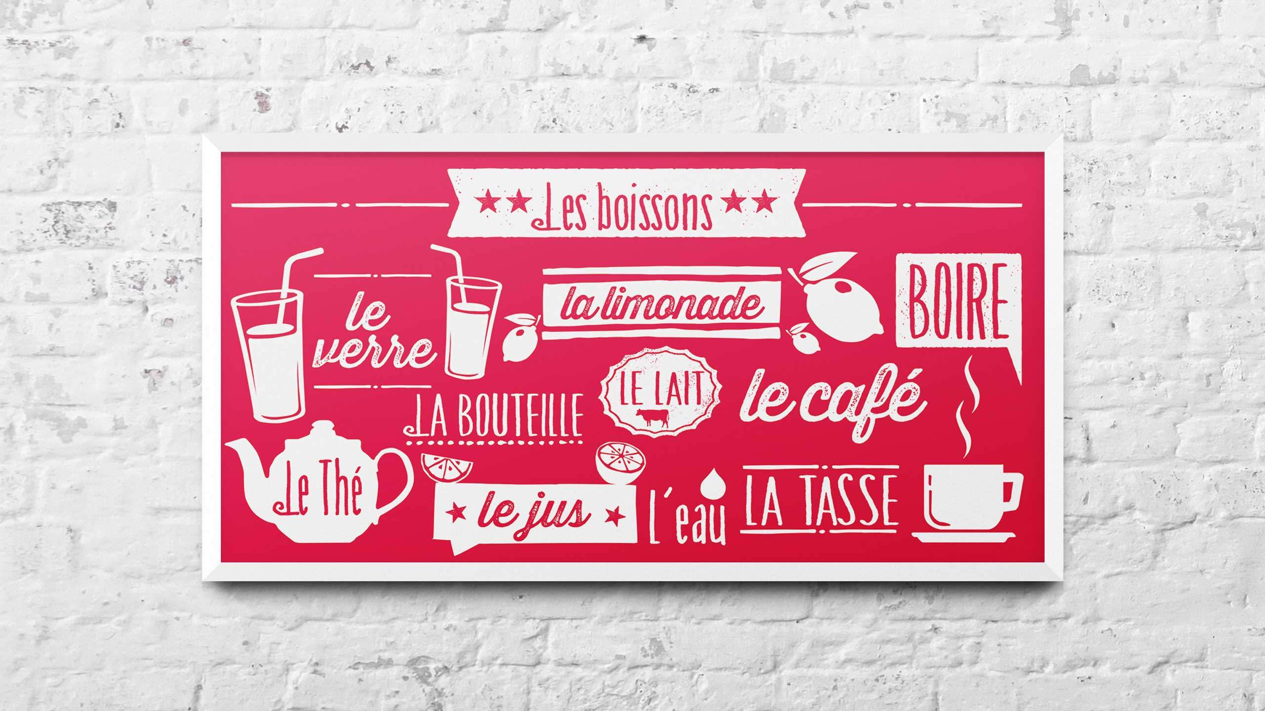 school adventure graphic design drinks red french wall art pgl travel