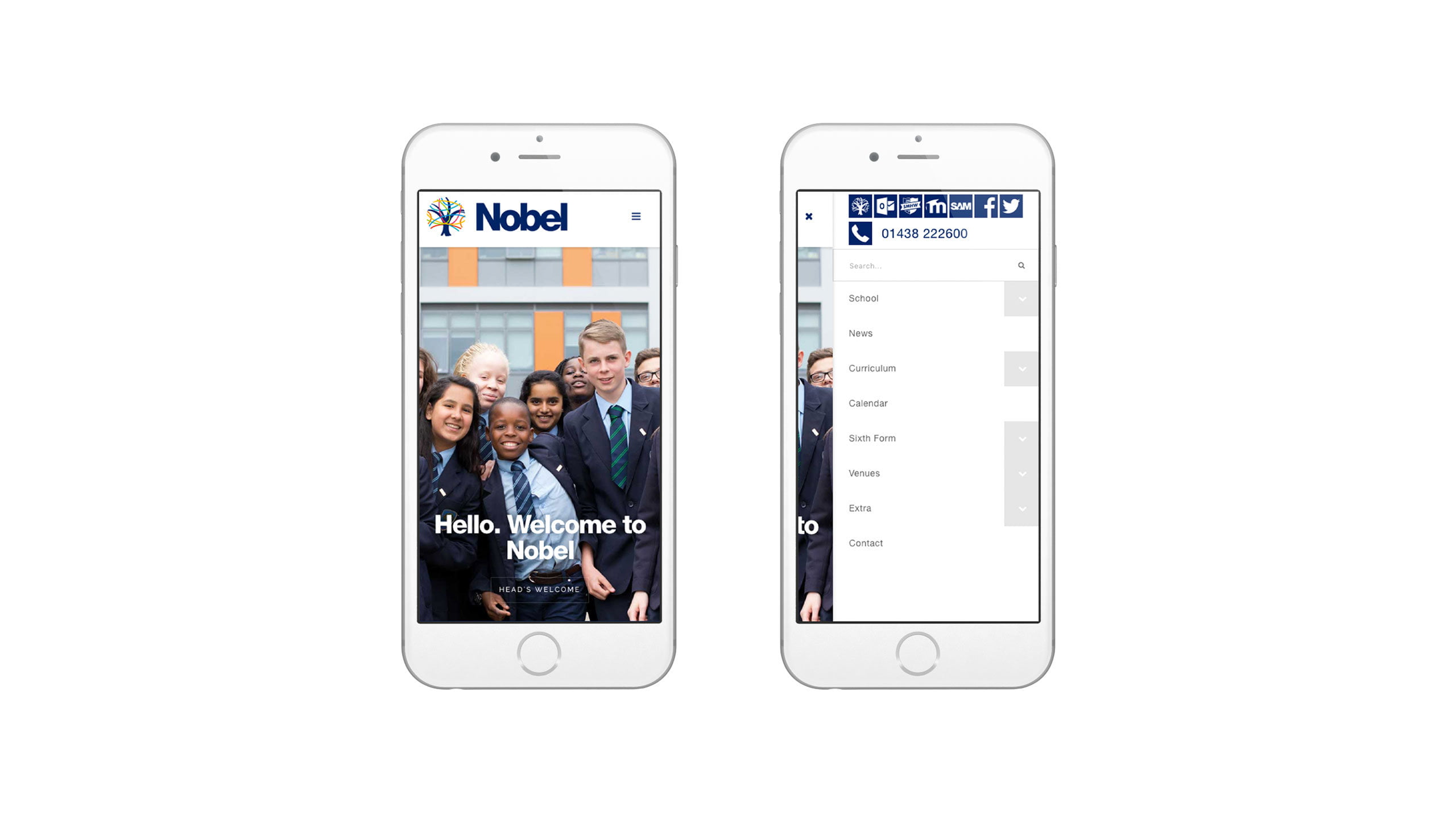 secondary school website design home page menu iphone the nobel school