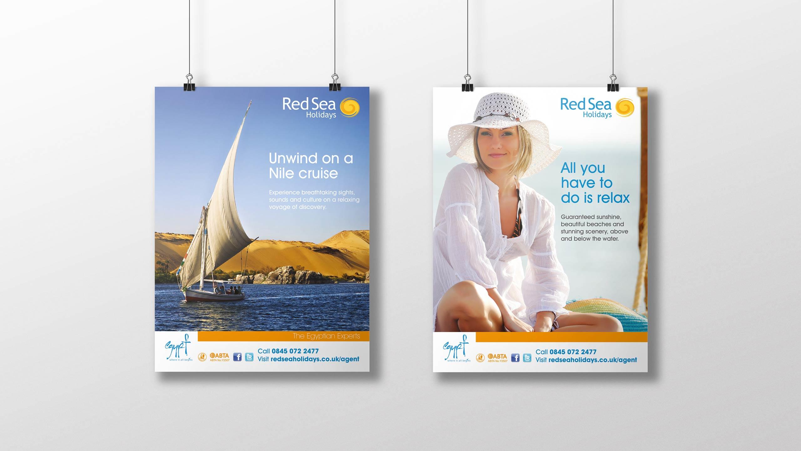 tour operator branding posters sail boat woman hat red sea holidays